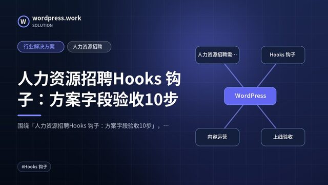 人力资源招聘Hooks 钩子：方案字段验收10步｜行业解决方案｜人力资源招聘