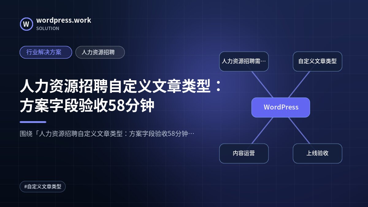 人力资源招聘自定义文章类型:方案字段验收58分钟|行业解决方案|人力资源招聘