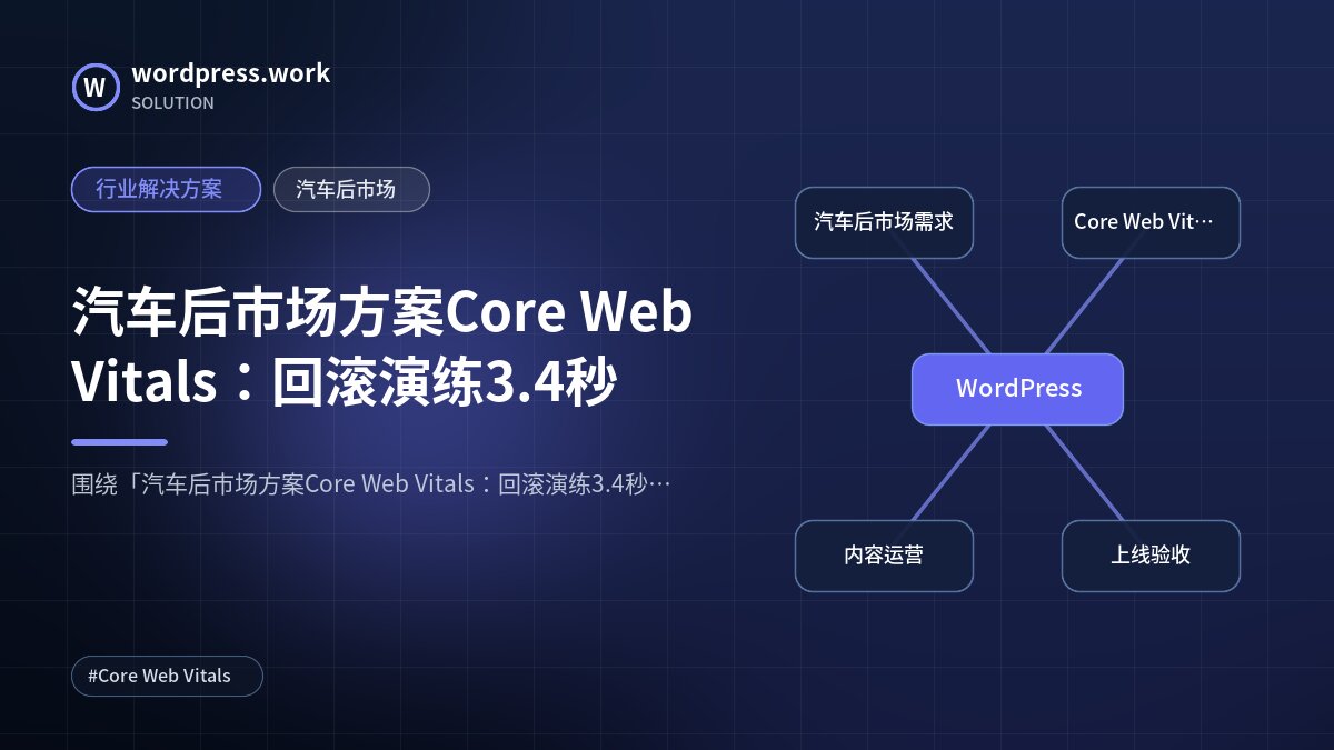 汽车后市场方案Core Web Vitals:回滚演练3.4秒|行业解决方案|汽车后市场