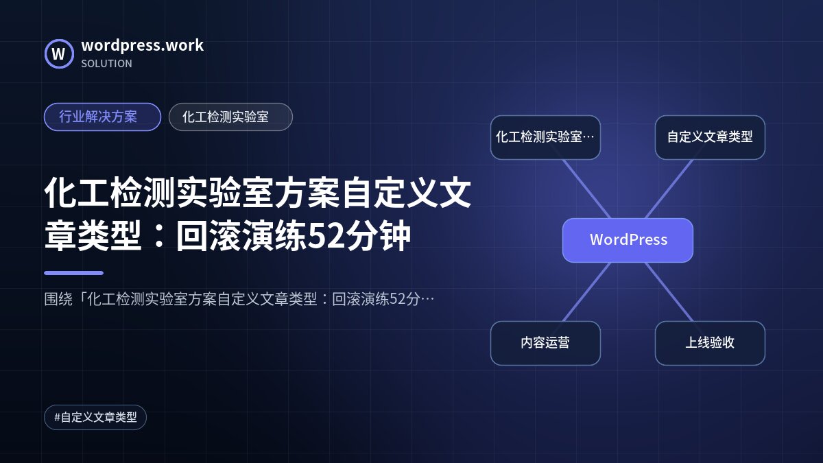 化工检测实验室方案自定义文章类型：回滚演练52分钟｜行业解决方案｜化工检测实验室