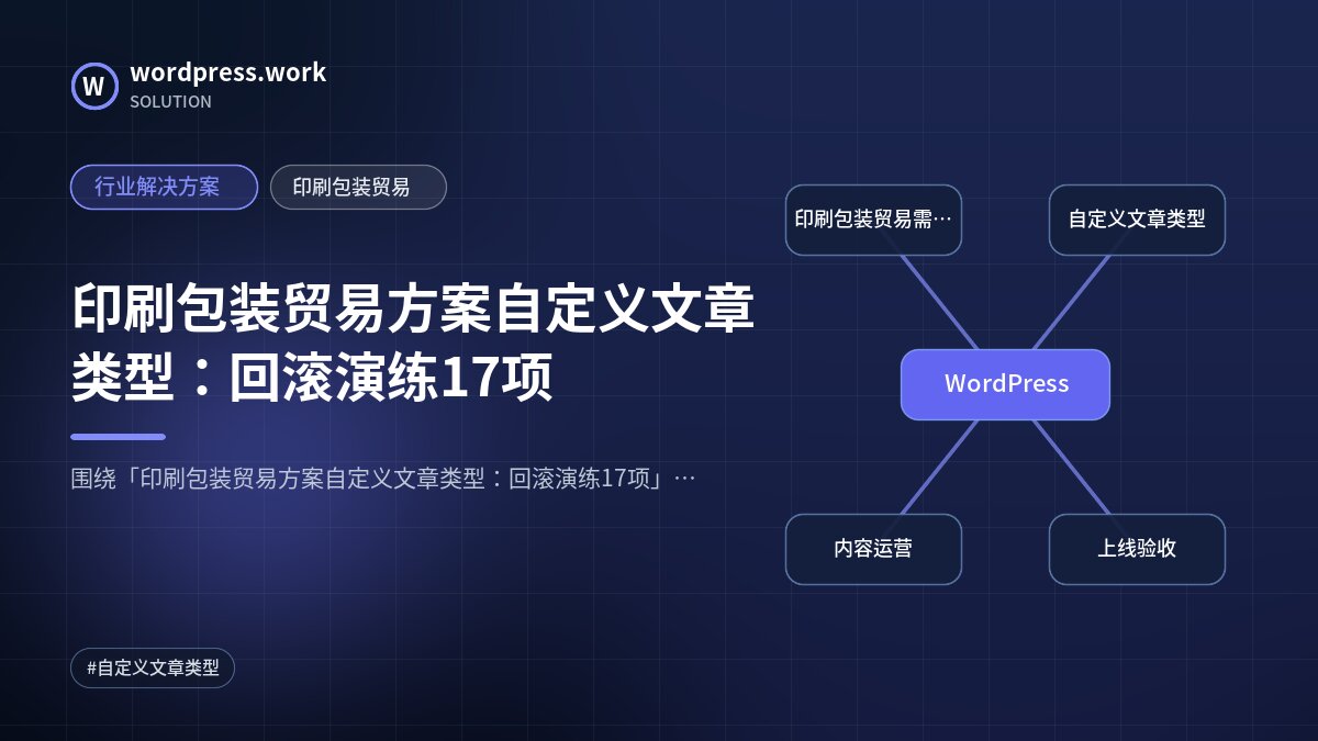 印刷包装贸易方案自定义文章类型:回滚演练17项|行业解决方案|印刷包装贸易