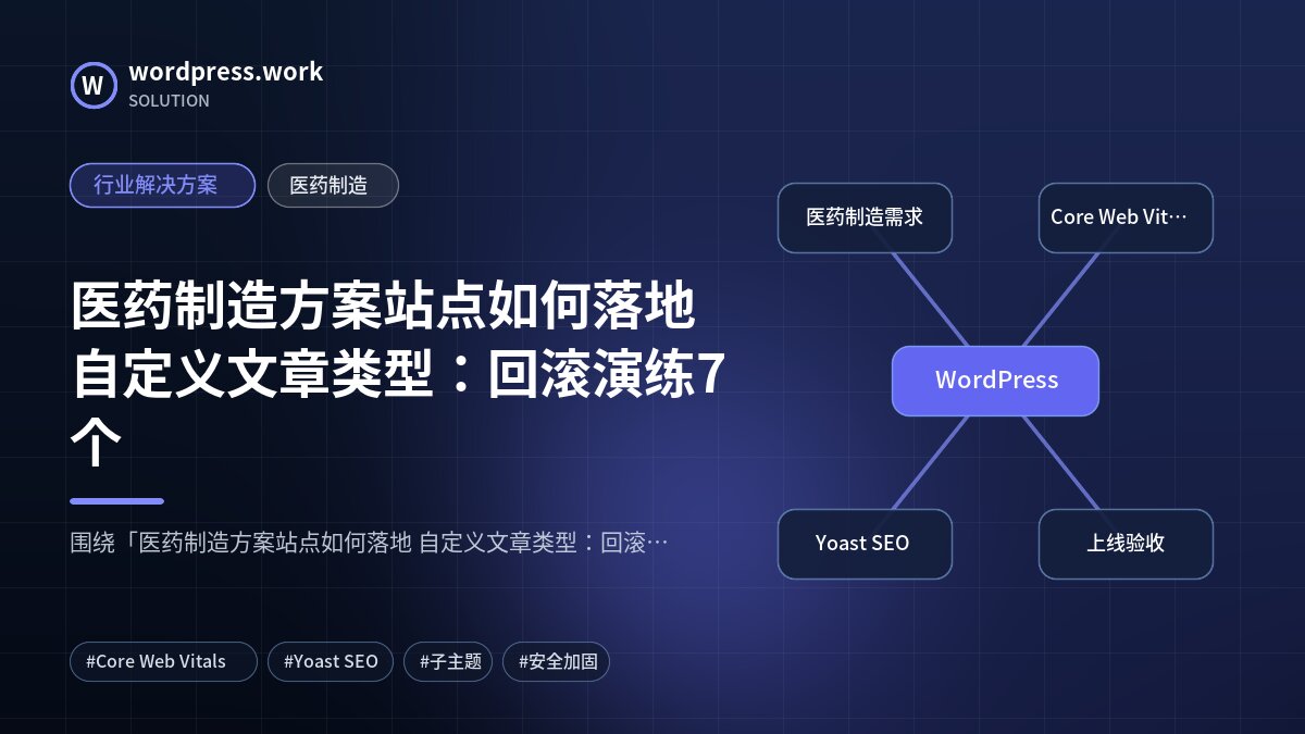 医药制造方案站点如何落地 自定义文章类型:回滚演练7个|行业解决方案|医药制造