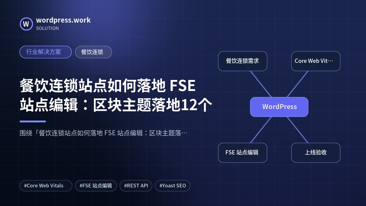 餐饮连锁站点如何落地 FSE 站点编辑:区块主题落地12个|行业解决方案|餐饮连锁