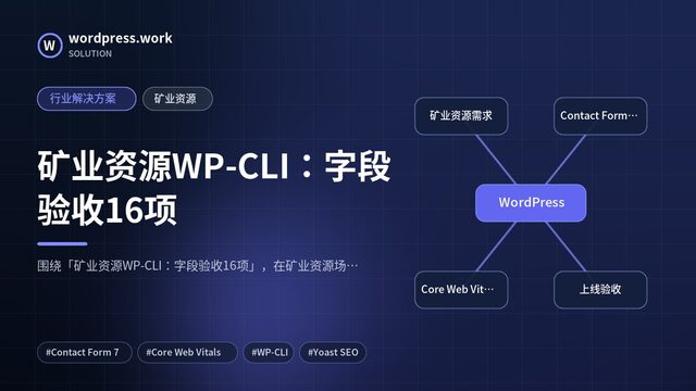 矿业资源WP-CLI:字段验收16项|行业解决方案|矿业资源