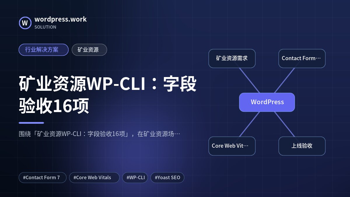 矿业资源WP-CLI:字段验收16项|行业解决方案|矿业资源