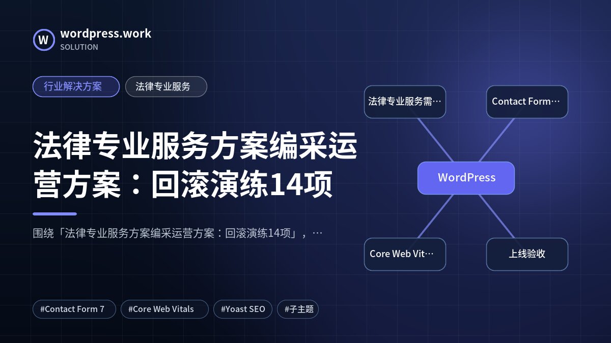 法律专业服务方案编采运营方案：回滚演练14项｜行业解决方案｜法律专业服务