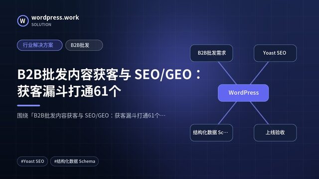 B2B批发内容获客与 SEO/GEO:获客漏斗打通61个|行业解决方案|B2B批发