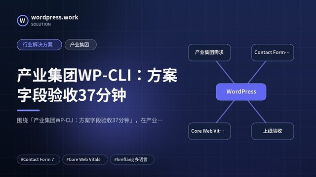 产业集团WP-CLI:方案字段验收37分钟|行业解决方案|产业集团