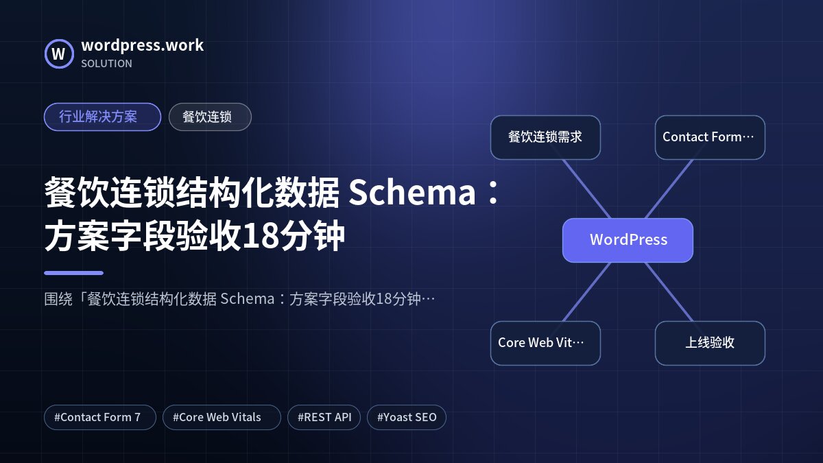 餐饮连锁结构化数据 Schema:方案字段验收18分钟|行业解决方案|餐饮连锁