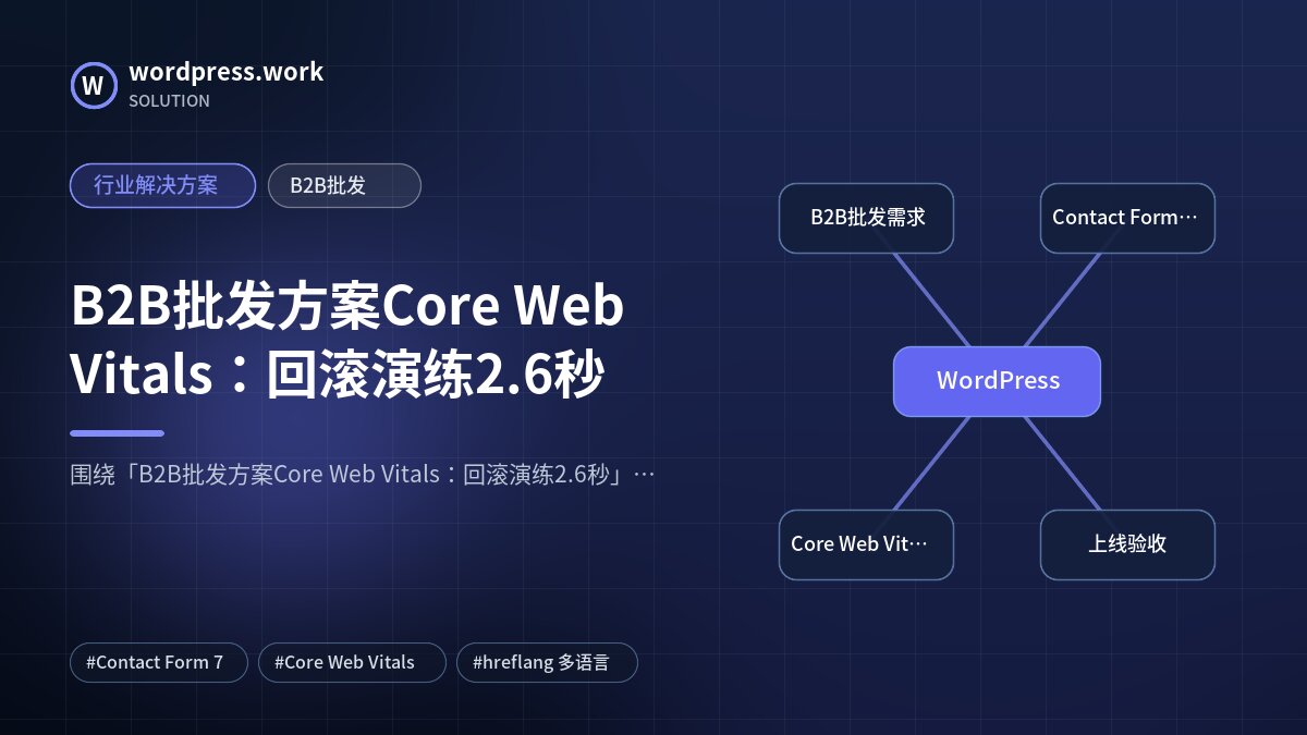 B2B批发方案Core Web Vitals:回滚演练2.6秒|行业解决方案|B2B批发