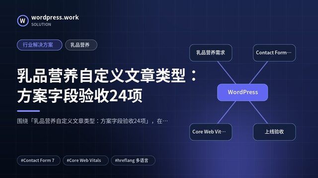 乳品营养自定义文章类型:方案字段验收24项|行业解决方案|乳品营养