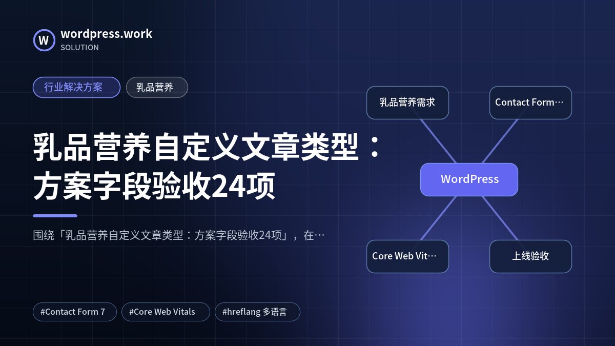 乳品营养自定义文章类型:方案字段验收24项|行业解决方案|乳品营养
