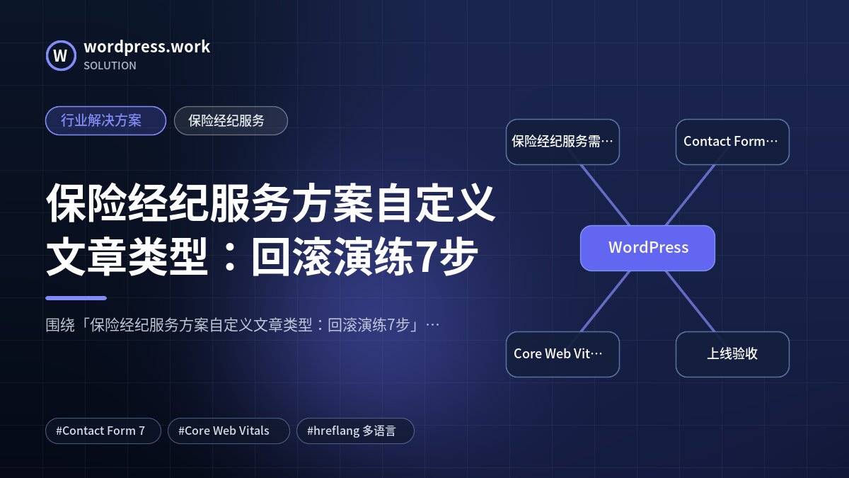 保险经纪服务方案自定义文章类型：回滚演练7步｜行业解决方案｜保险经纪服务