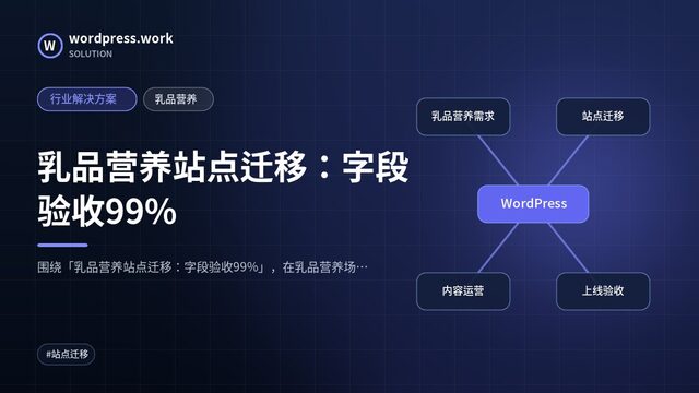 乳品营养站点迁移：字段验收99%｜行业解决方案｜乳品营养