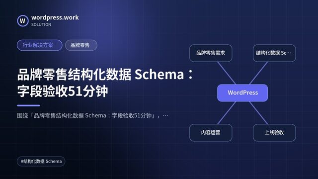 品牌零售结构化数据 Schema：字段验收51分钟｜行业解决方案｜品牌零售