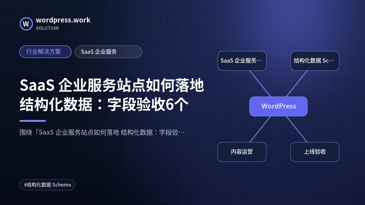 SaaS 企业服务站点如何落地 结构化数据:字段验收6个|行业解决方案|SaaS 企业服务