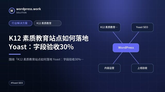K12 素质教育站点如何落地 Yoast:字段验收30%|行业解决方案|K12 素质教育