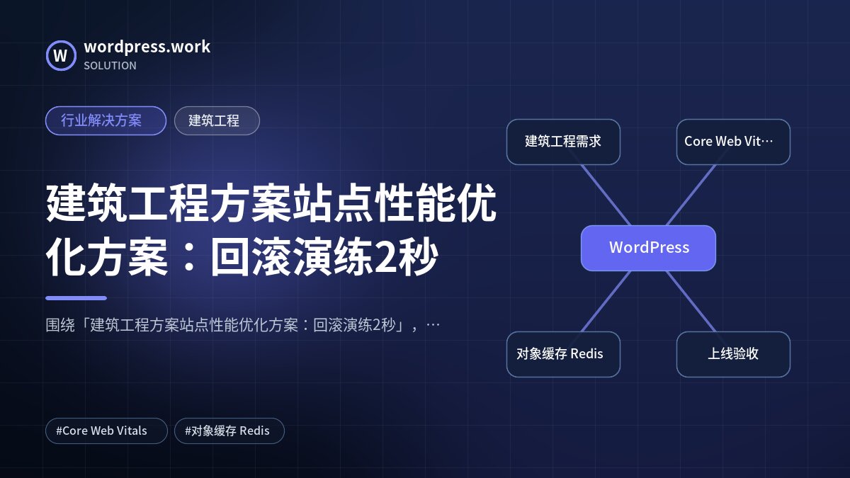 建筑工程方案站点性能优化方案:回滚演练2秒|行业解决方案|建筑工程