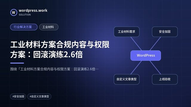 工业材料方案合规内容与权限方案:回滚演练2.6倍|行业解决方案|工业材料
