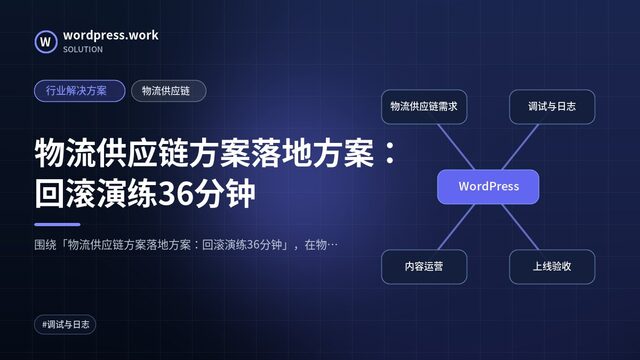 物流供应链方案落地方案：回滚演练36分钟｜行业解决方案｜物流供应链