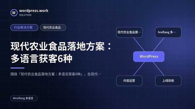 现代农业食品落地方案：多语言获客6种｜行业解决方案｜现代农业食品