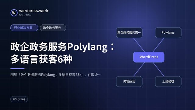政企政务服务Polylang:多语言获客6种|行业解决方案|政企政务服务