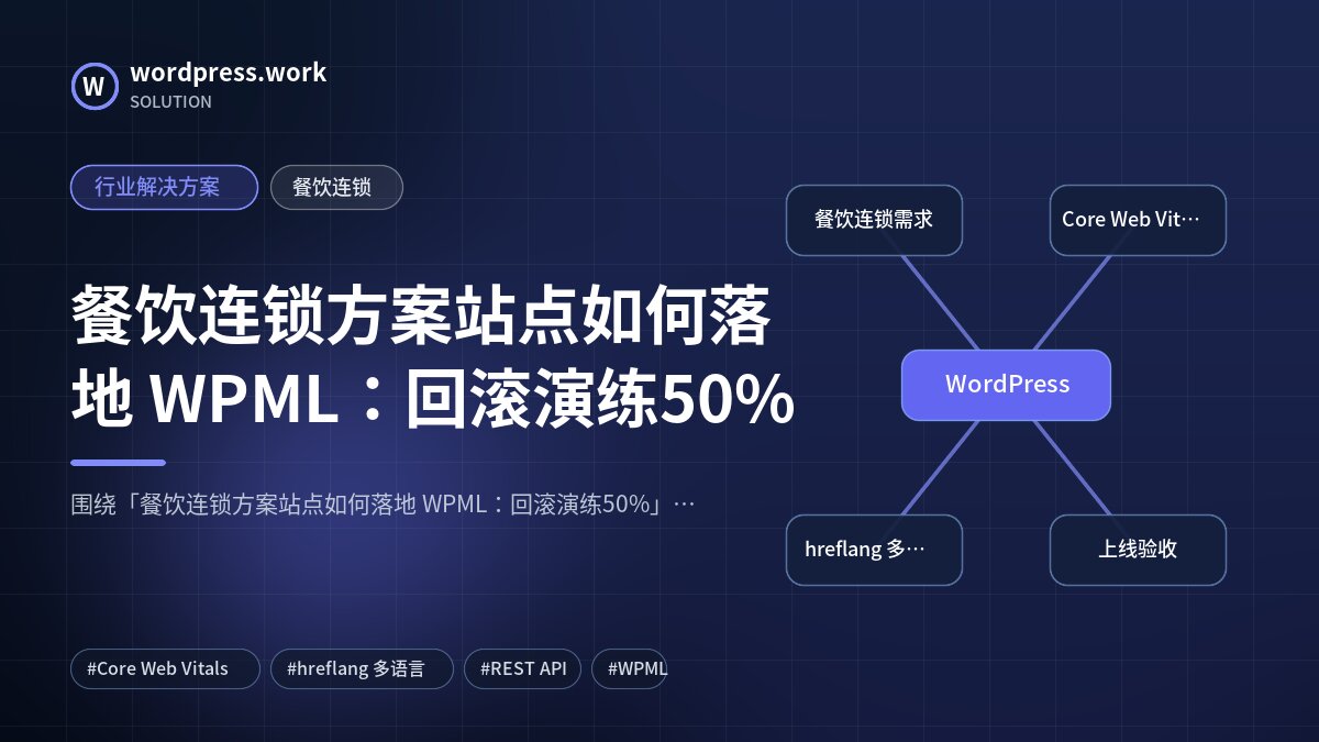 餐饮连锁方案站点如何落地 WPML:回滚演练50%|行业解决方案|餐饮连锁