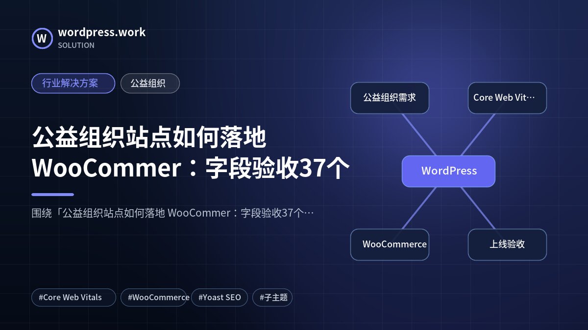 公益组织站点如何落地 WooCommer：字段验收37个｜行业解决方案｜公益组织