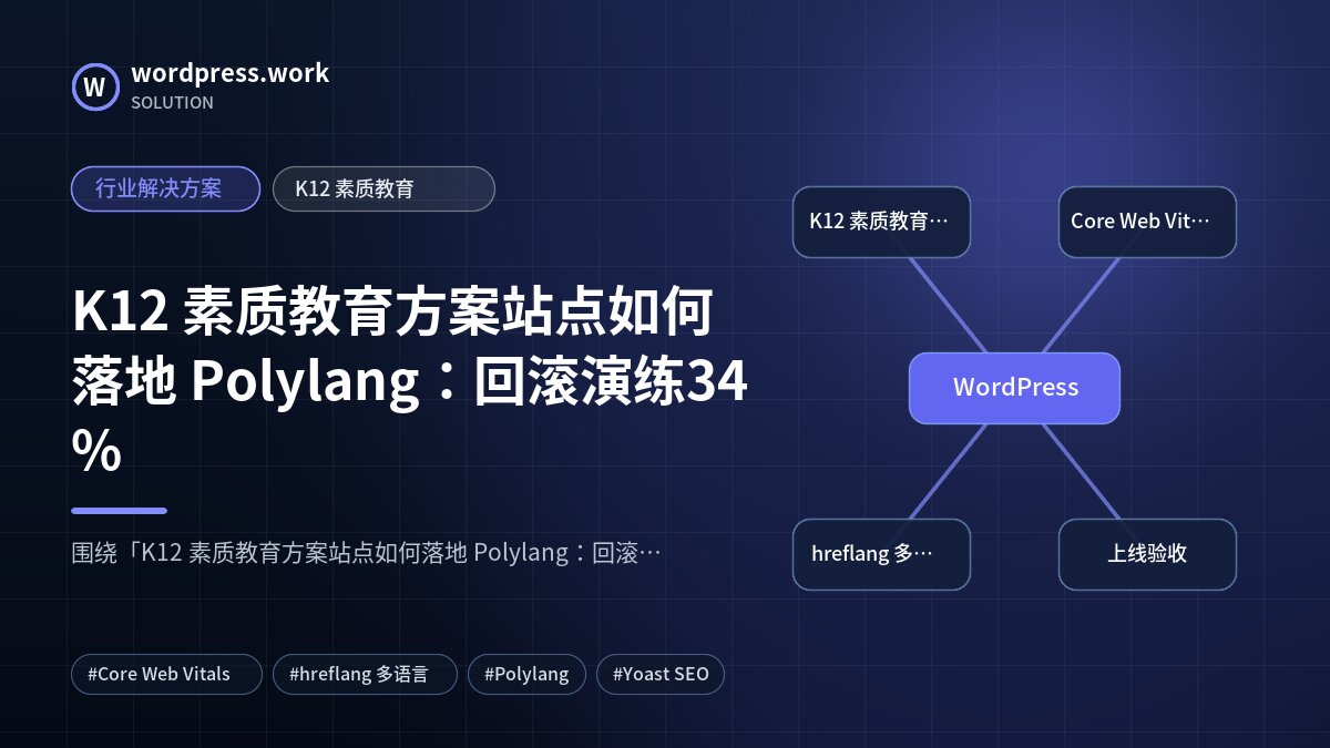 K12 素质教育方案站点如何落地 Polylang:回滚演练34%|行业解决方案|K12 素质教育
