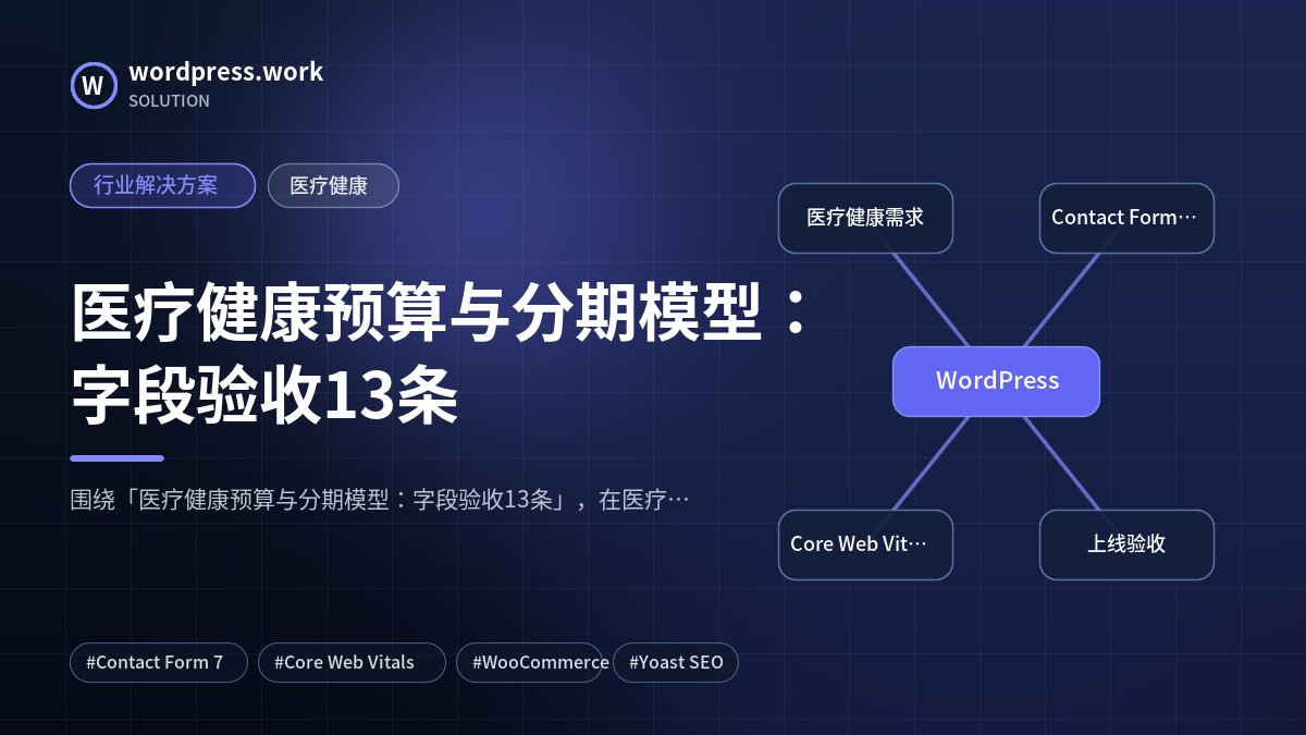医疗健康预算与分期模型:字段验收13条|行业解决方案|医疗健康