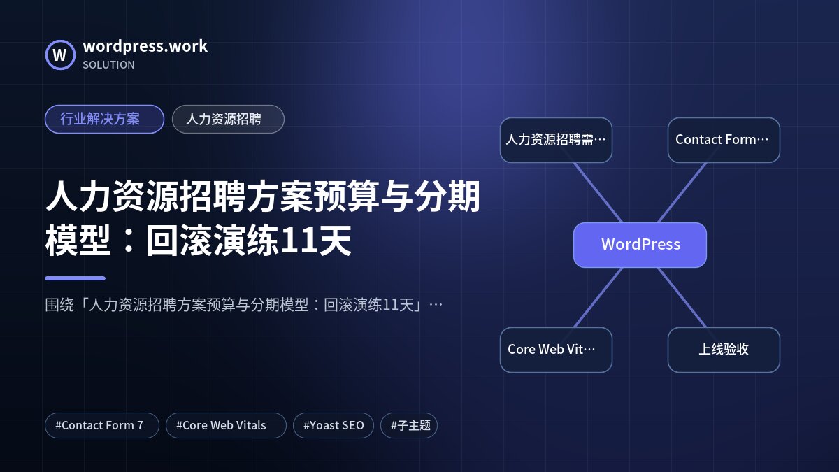 人力资源招聘方案预算与分期模型：回滚演练11天｜行业解决方案｜人力资源招聘