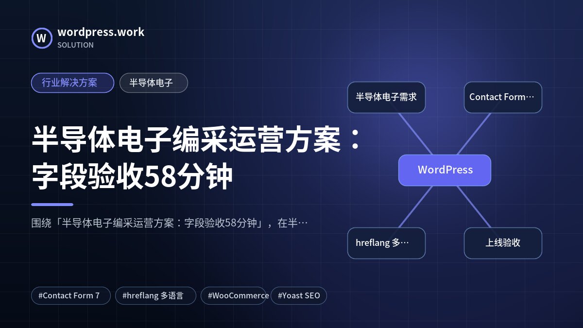 半导体电子编采运营方案:字段验收58分钟|行业解决方案|半导体电子