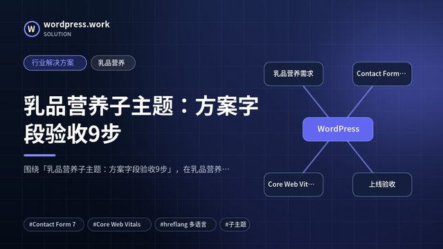 乳品营养子主题:方案字段验收9步|行业解决方案|乳品营养