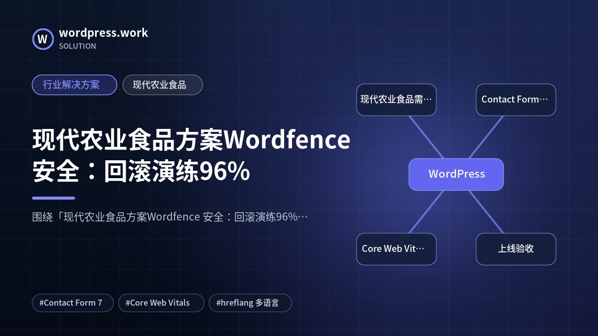 现代农业食品方案Wordfence 安全：回滚演练96%｜行业解决方案｜现代农业食品