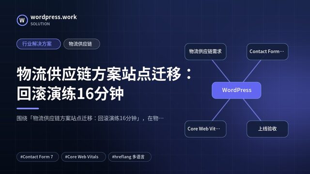 物流供应链方案站点迁移:回滚演练16分钟|行业解决方案|物流供应链