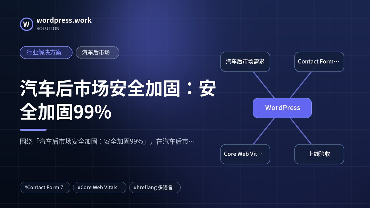 汽车后市场安全加固：安全加固99%｜行业解决方案｜汽车后市场