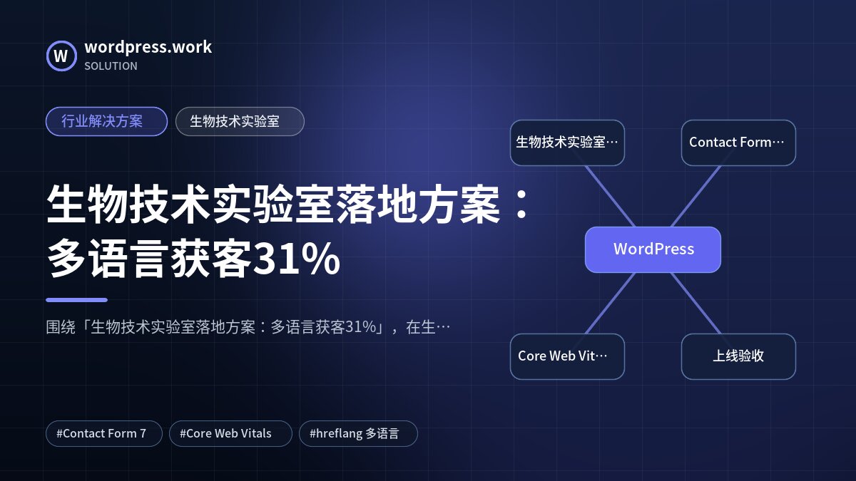 生物技术实验室落地方案：多语言获客31%｜行业解决方案｜生物技术实验室