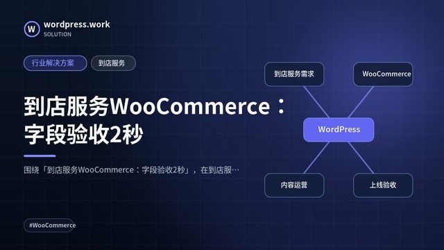 到店服务WooCommerce:字段验收2秒|行业解决方案|到店服务