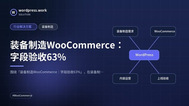 装备制造WooCommerce:字段验收63%|行业解决方案|装备制造