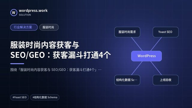 服装时尚内容获客与 SEO/GEO：获客漏斗打通4个｜行业解决方案｜服装时尚