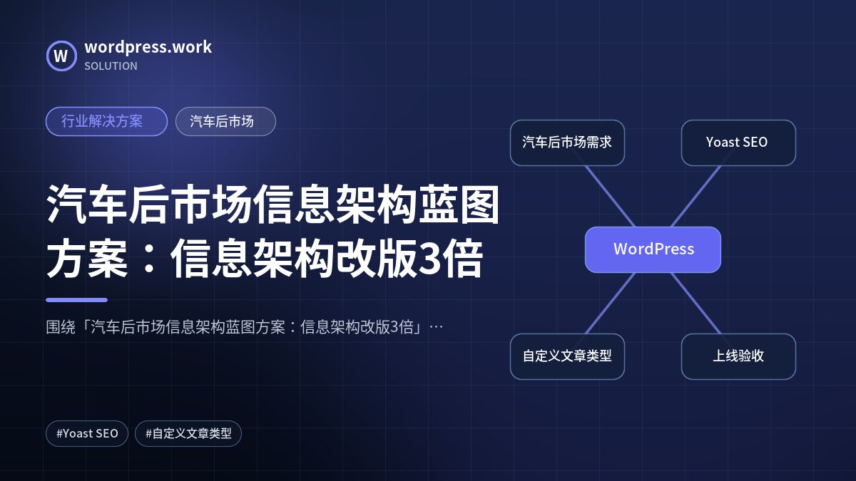 汽车后市场信息架构蓝图方案：信息架构改版3倍｜行业解决方案｜汽车后市场