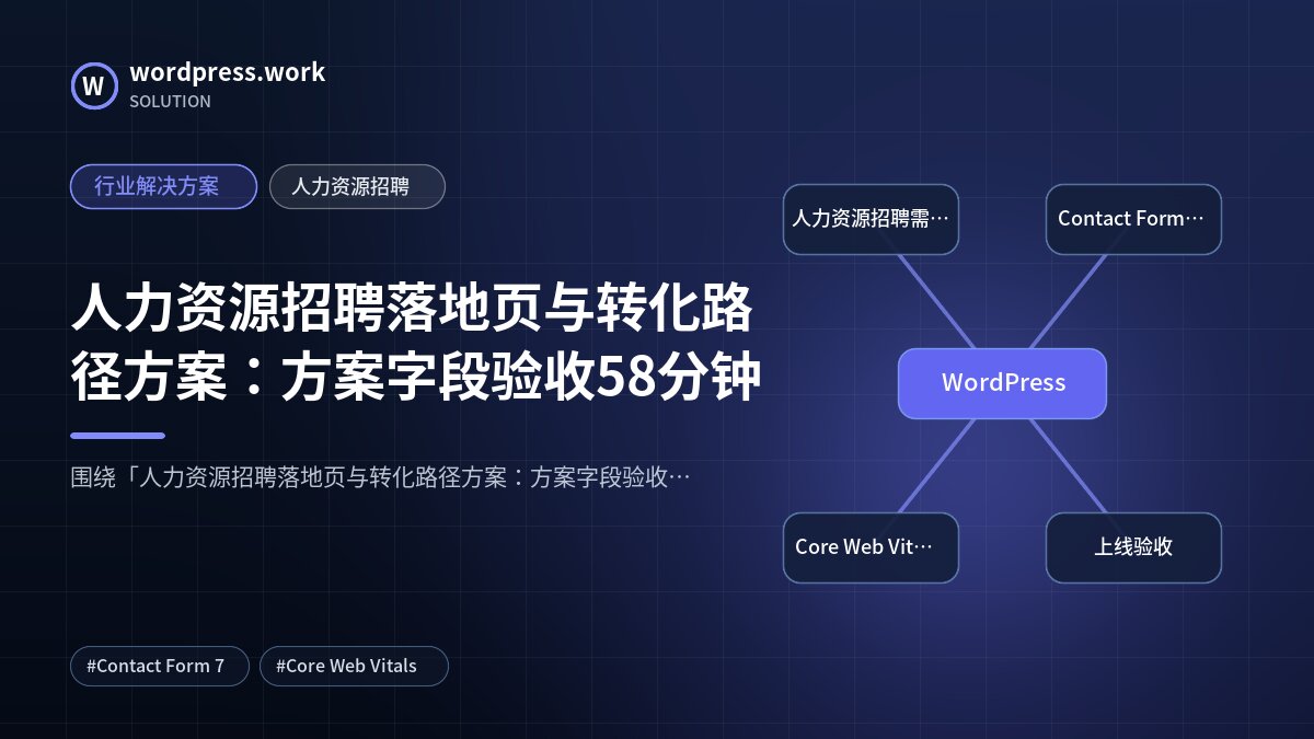 人力资源招聘落地页与转化路径方案:方案字段验收58分钟|行业解决方案|人力资源招聘