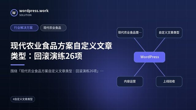 现代农业食品方案自定义文章类型:回滚演练26项|行业解决方案|现代农业食品