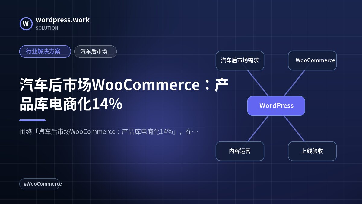 汽车后市场WooCommerce：产品库电商化14%｜行业解决方案｜汽车后市场
