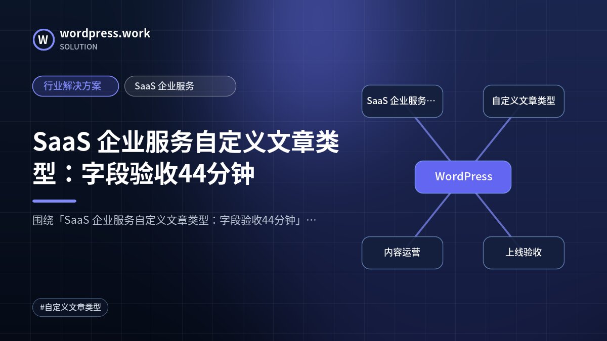 SaaS 企业服务自定义文章类型:字段验收44分钟|行业解决方案|SaaS 企业服务