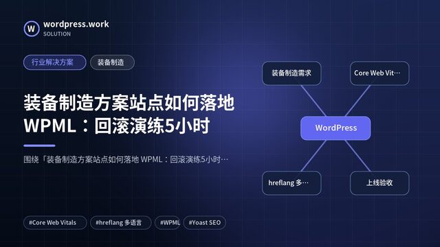 装备制造方案站点如何落地 WPML:回滚演练5小时|行业解决方案|装备制造