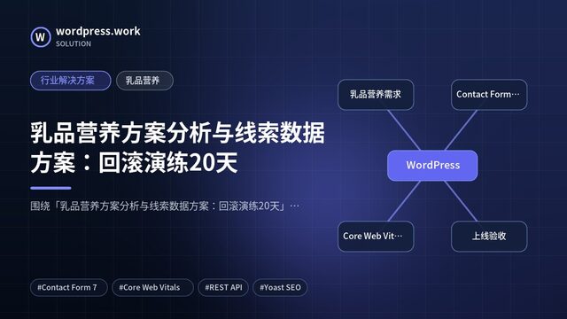乳品营养方案分析与线索数据方案：回滚演练20天｜行业解决方案｜乳品营养