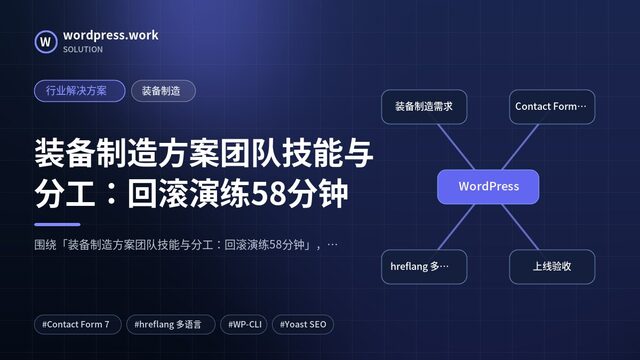 装备制造方案团队技能与分工：回滚演练58分钟｜行业解决方案｜装备制造