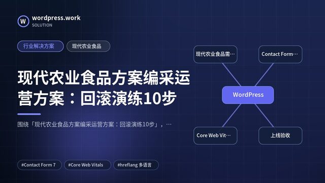 现代农业食品方案编采运营方案:回滚演练10步|行业解决方案|现代农业食品