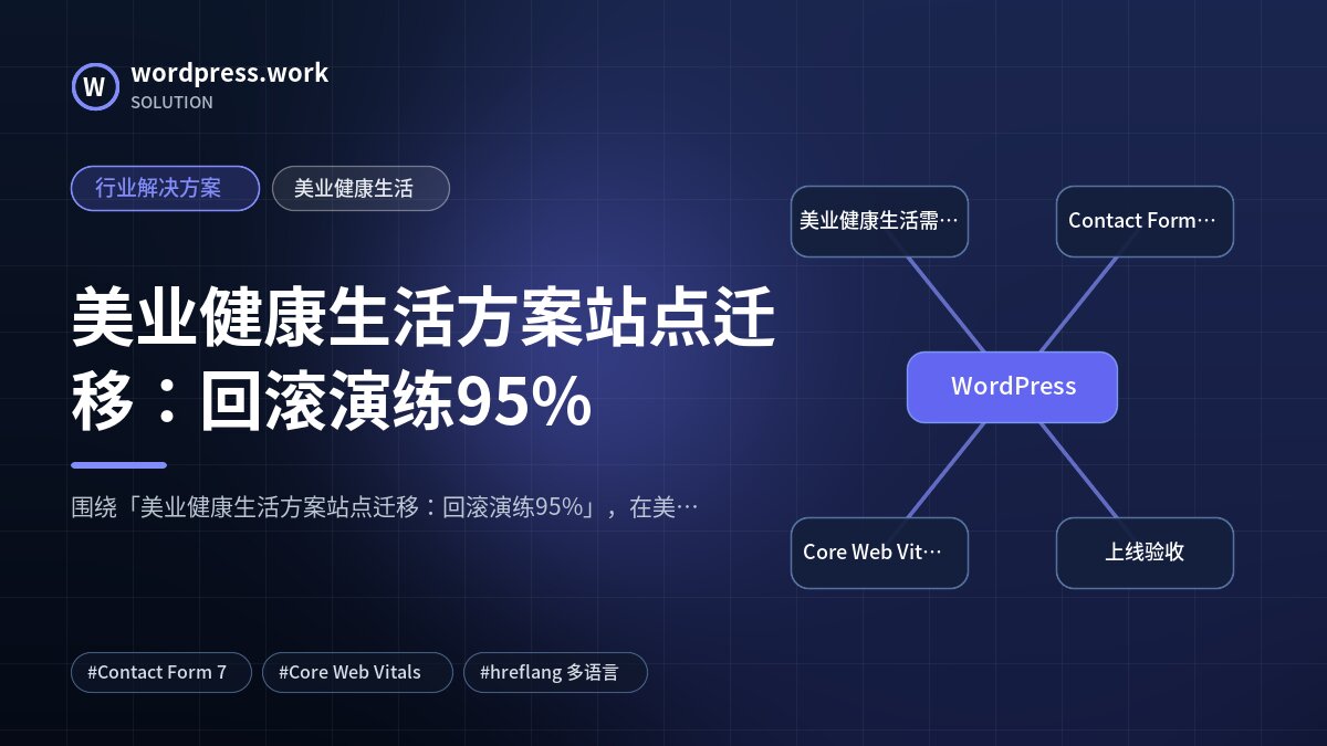 美业健康生活方案站点迁移：回滚演练95%｜行业解决方案｜美业健康生活